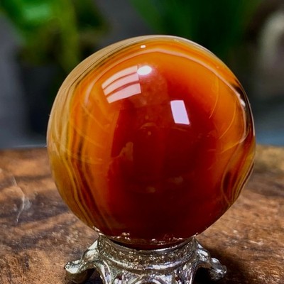 18G Natural red sardonyx striped agate sphere crystal mineral ball healing B601