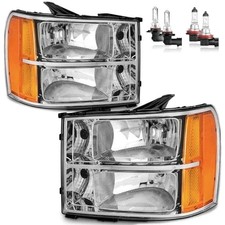 Headlights W/Bulbs for 2007-2013 GMC Sierra 1500/2007-2014 Sierra 2500 HD 3500