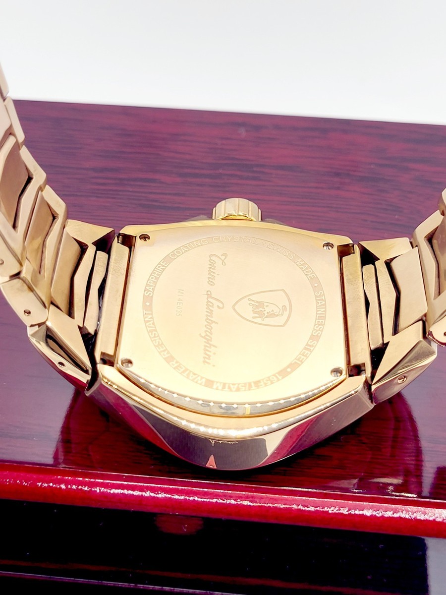 😍 SWISS [NEW] Tonino Lamborghini Rare GT1 Chronograph Gold PVD