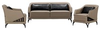 Sofa Wohnzimmer Sofagarnitur 3+1+1 Sitzer Polster Couchtisch Holz Luxus 3Tlg