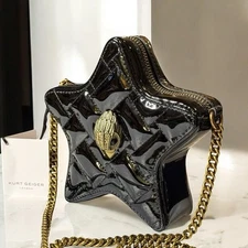 New Kurt Geiger Kensington Star Crossbody Chain Mini Bag Quilted Patent Leather