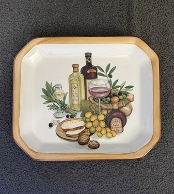 Vintage Italian Ceramic Tray Euro-Goods Olive Oil Wine Grapes Tuscan Kitchen