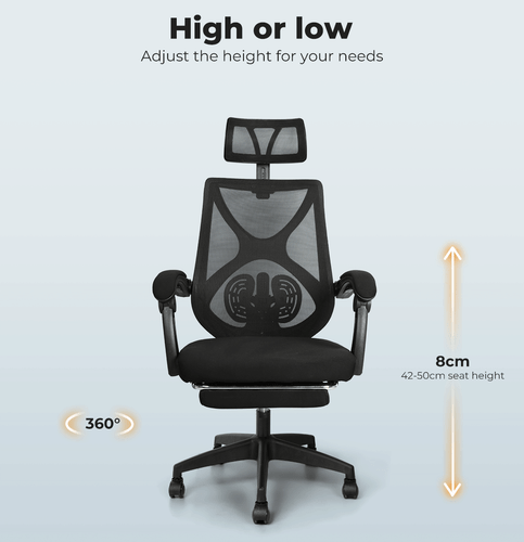 Gaming Office Chair Computer Executive Mesh Chairs Seat Home Work Study Black - Picture 5 of 69