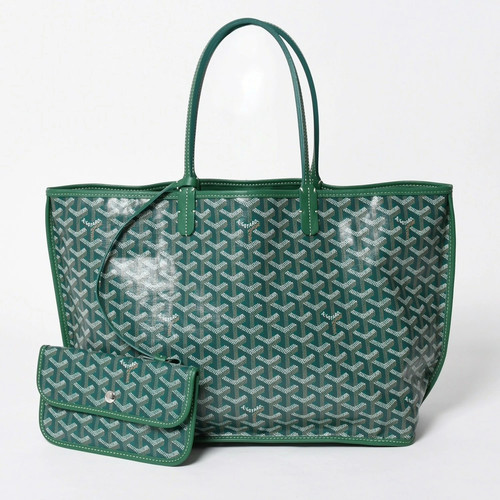 GOYARD Anjou PM Tote Coated Canvas / Leather Green Unisex Bag #WSB8091