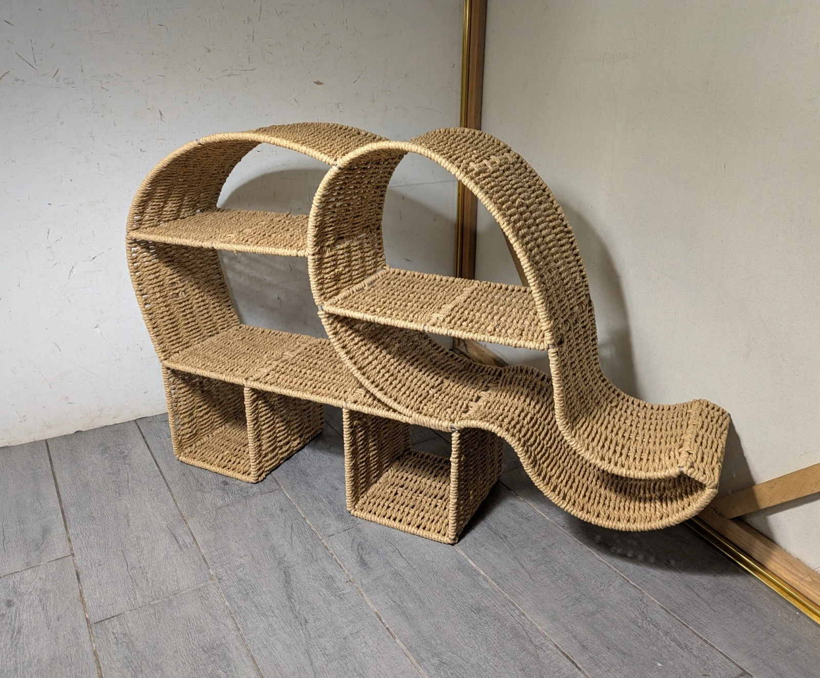 Woven Seagrass Wicker Rattan Elephant Wall Shelf Boho Chic Coastal Kids Nursery
