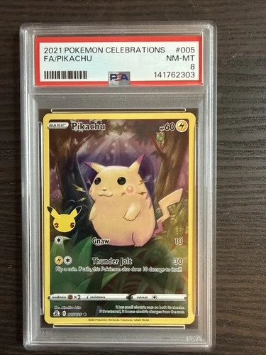 Red Cheeks Pikachu 005/025 Full Art 2021 Pokemon Celebrations PSA 8 NM-MT