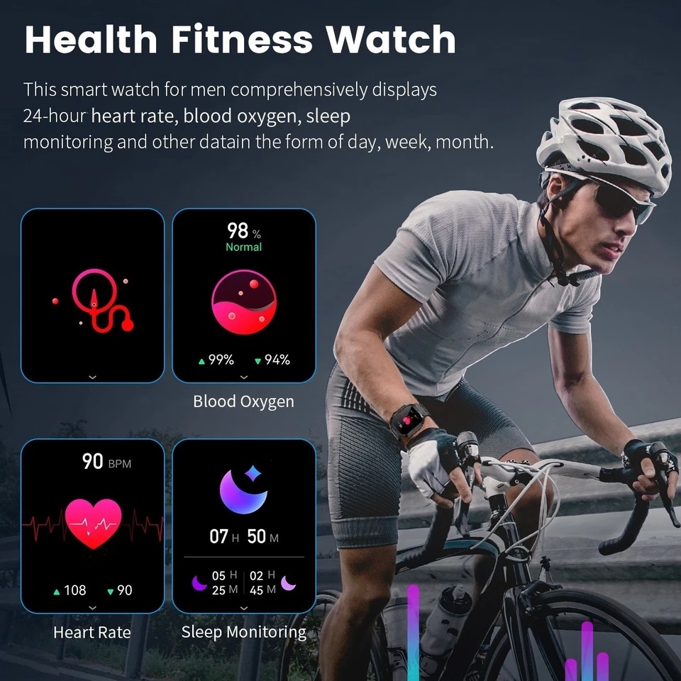 🔥Military Smart Watch for Men(Call Receive/Dial)Rugged Tactical Fitness Tracker - Image 4 of 4