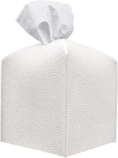 Tissue Box Cover, Refined Modern PU Leather Square Holder - Decorative Holder/Or