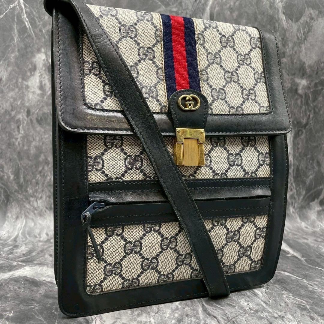 GUCCI Sherry Line GG Supreme Shoulder bag Vintage PVC Used From Japan