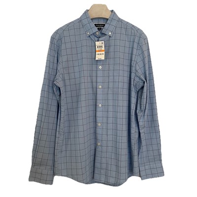 Club Room Men s Dress Shirt Small Blue Perform Poplin Shimmer Button Down Formal