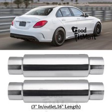 2x 3'' In/Out Muffler Resonator Exhaust 16'' Deep Tone For Mercedes Benz C Class