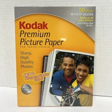 KODAK PREMIUM PICTURE PHOTO PAPER 50 SHEETS 8-1/2" X 11" HIGH GLOSS INKJET NEW