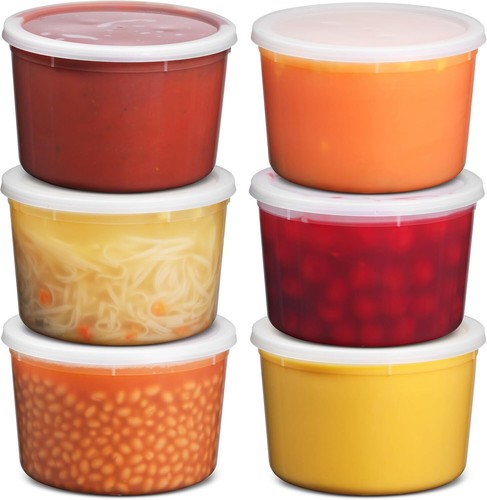 Containers With Lids 64 Oz Plastic - Pack Of 6 Food Storage Organizer Half