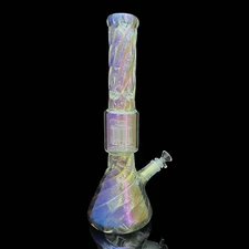 15" Heavy Glass Bong 2Lb Smoking Hookah Colorful Percolate Water Pipe 14mm