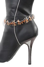 Women Silver Boot Chain Anklet Bracelet Heel Shoe Brown Dogs Pet Charm Jewelry