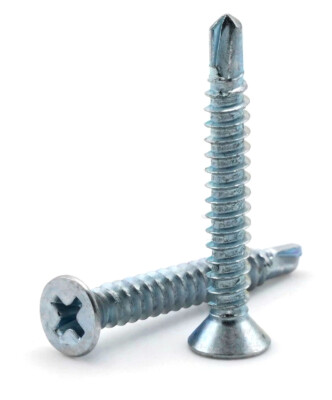 #6 Self Drilling Screws - Zinc Plated Steel Phillips Flat Head TEK - Select Size