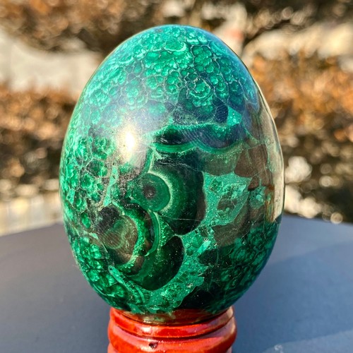 317G Top natural malachite quartz hand carved egg crystal Reiki decoration - - 第 17/22 張圖片
