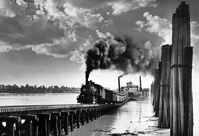 1955 Train Exits Ferry Genevieve  MO Old Vintage Retro Photo 8.5'' x 11'' Reprint