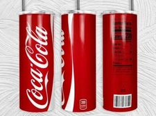 COKE COCA-COLA POP SODA CAN DRINK 20 OZ STAINLESS STEEL TUMBLER CUP +LID & STRAW