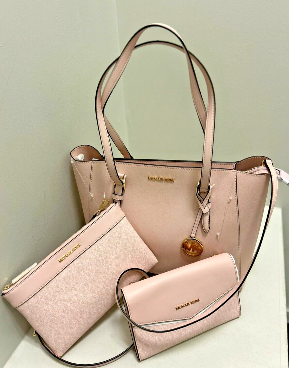 Michael Kors Charlotte Large 3-in-1 Tote Crossbody Handbag Leather 