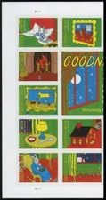 US #6002i Goodnight Moon Imperf Left Plate Block of 8 NDC