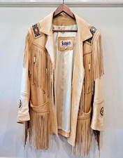 Womens, Vintage Diamond Leathers, Fringed And Beaded Leather Jacket. Size Medium
