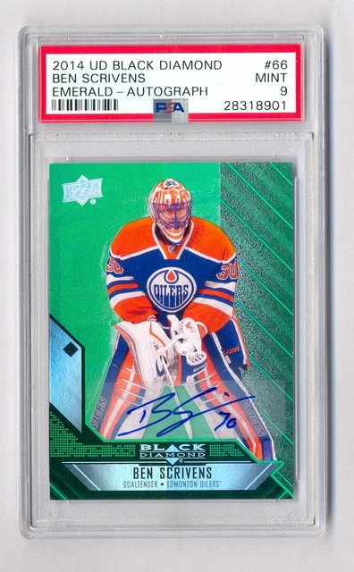BEN SCRIVENS 2014-15 UD BLACK DIAMOND EMERALD AUTO #8/10 PSA 9 MINT