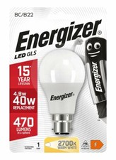 40X ENERGIZER LED BULBS B22 (GLS) 4.9W=40W (2,700 WARM) S8702 WHOLESALE