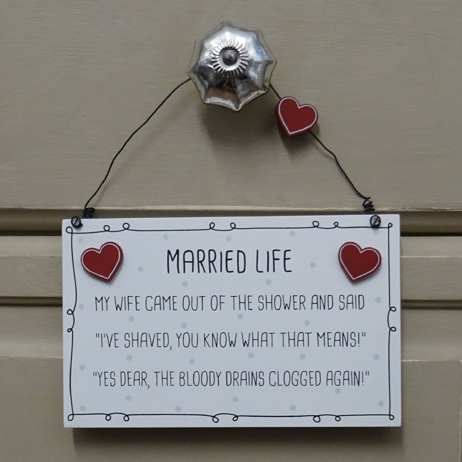 Plaque Married Life Funny Sign Sarcastic Sense Of Humour Anniversary Mothers Day