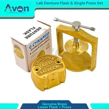 Genuine Brass Lower Denture Flask and Single Compression Flask Press Set of 2