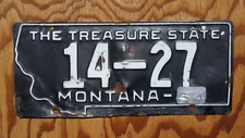 1953 - 1954 Montana License Plate With '54 Tab Low # 14 - 27