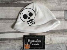 Black skull hat. White. New baby. Handmade. Cute. Goth. Rocker. Baby.