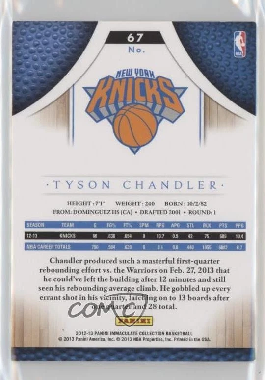 2012-13 Panini Immaculate /99 Tyson Chandler #67 - Image 2 of 2