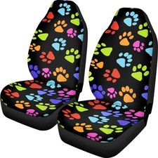 Dreaweet Cute Colorful Puppies Dog Paw Print Seat Covers For Cars Auto Car Ac...