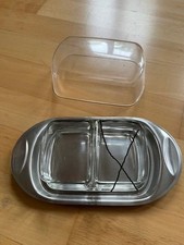 3 tlg. Tischfein Marmelade Gelee Butter Dose Butterdose  Glas Edelstahl 18/10