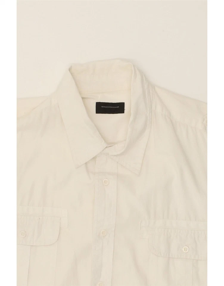 Camisa militar manga corta SERGIO TACCHINI para hombre 2XL algodón blanco CB37 Foto 4 de 4