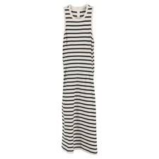 T Alexander Mcqueen Knitted Striped Midi Tank Dress In Blue Wool Women Bl Size