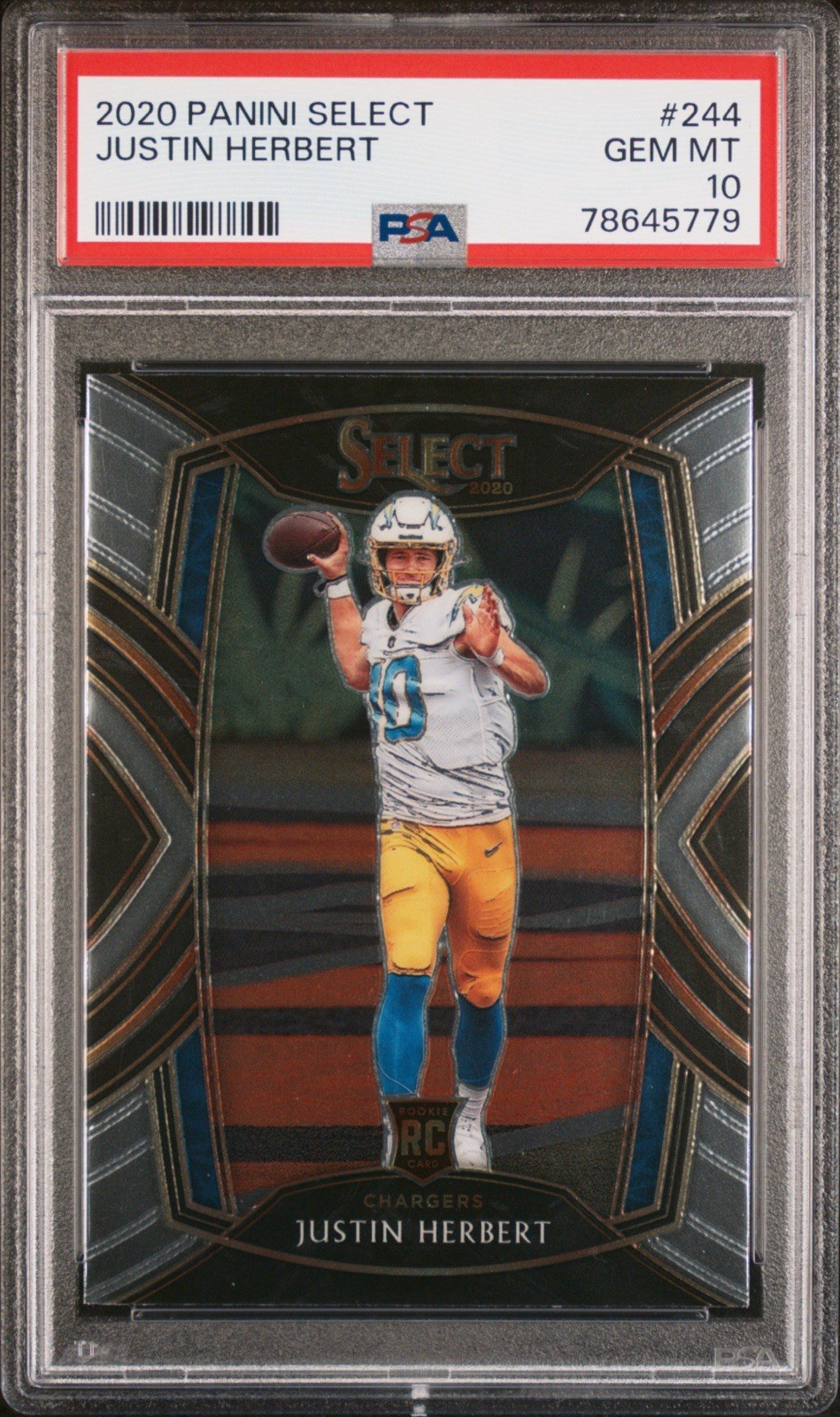 2020 Panini Select Justin Herbert Rookie RC #244 PSA 10 GEM MT LA Chargers
