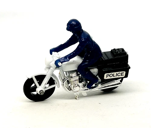 Matchbox Lesney Superfast 33 Police Motorcycle in white, chrome engine, mint!