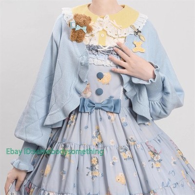 Japanese Women Mori Girls Lolita Sweater Cardigan Retro Knit Coat Cute Casual