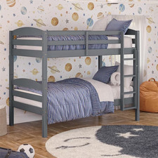 Gray Grey Twin over Twin Bunk Bed Solid Wood Convertible Kids Bedroom Furniture