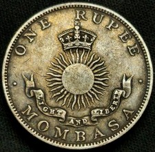 Rupee 1888 H Birmingham Imperial British East Africa Mombasa Kenya Only 94K Rare