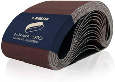 15 Pcs 4 X 24 Inch Assorted Aluminum Oxide Sanding Belt,80/120/150/240/400 Grit