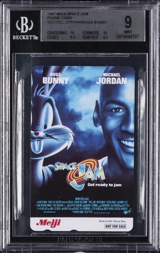1997 MEIJI SPACE JAM PHONE CARD MICHAEL JORDAN/BUGS BUNNY BGS 9