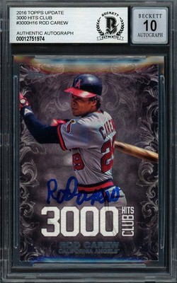 Rod Carew Auto 2016 Topps 3000 Hit Club Card 3000H-16 California Angels Sig 10