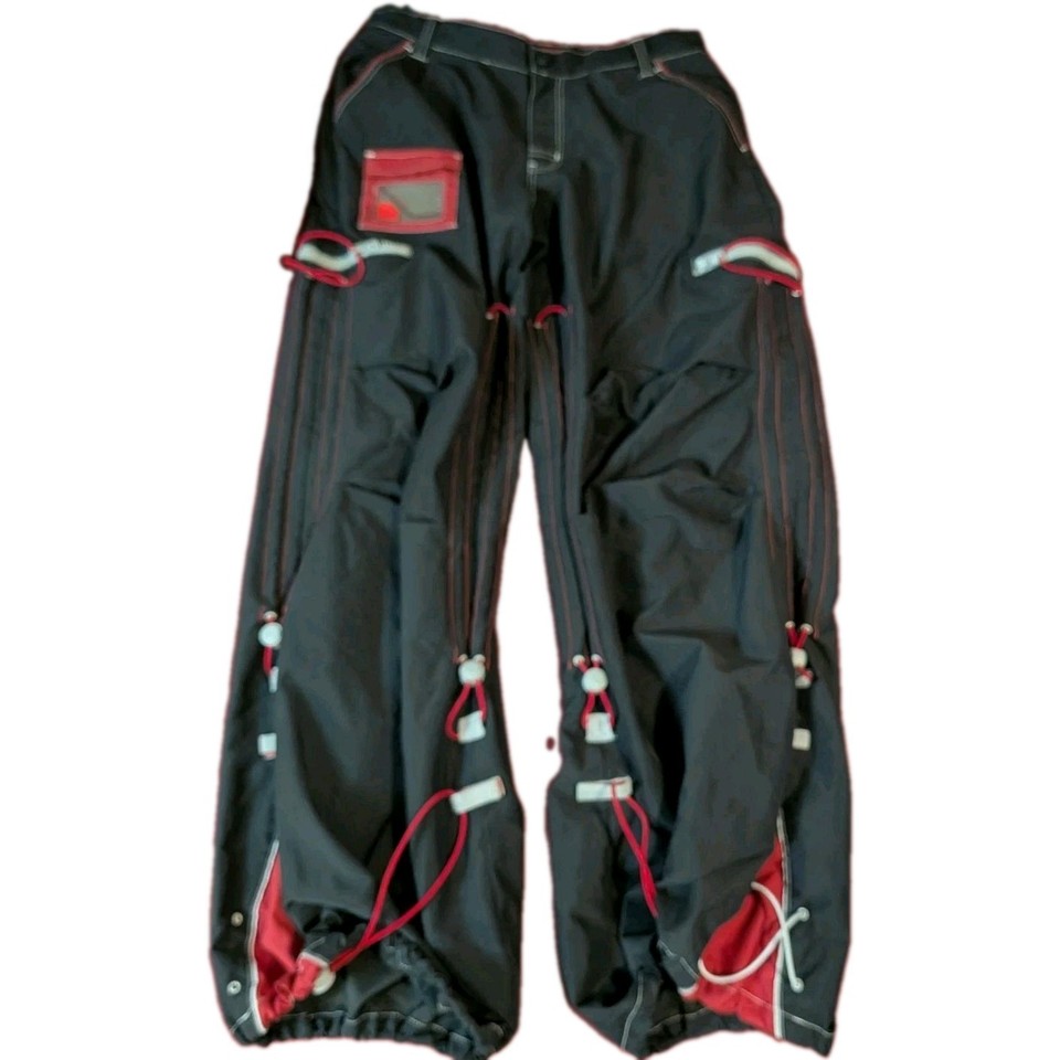 Vintage MacGirl  Rave Pants Size 5 Baggy 90s Streetwear Emu Punk Clubwear Black 