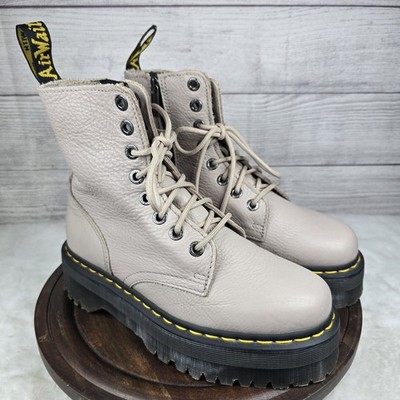 Dr Martens Jadon III Chunky 8-Eye Side Zip Platform Boots Taupe Pisa Ladies Sz 8