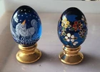 Limited Edition, lot of 2, Beautiful hand painted Fenton Eggs