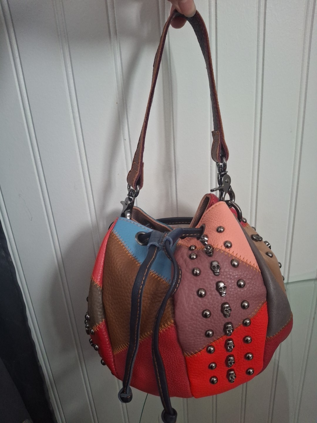 Ameri Leather Colorful Patchwork  Drawstring Pouc… - image 19