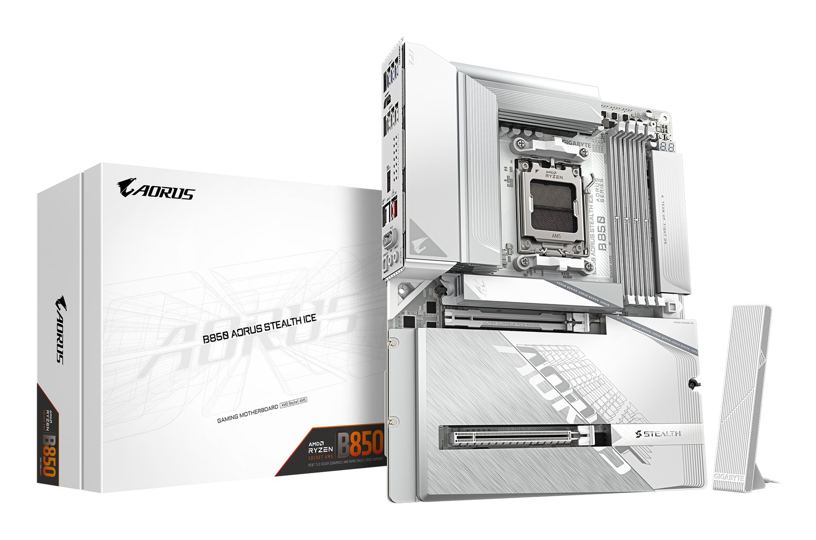 GIGABYTE B850 AORUS STEALTH ICE Motherboard - AMD Ryzen 9000 Series CPUs, - AM5